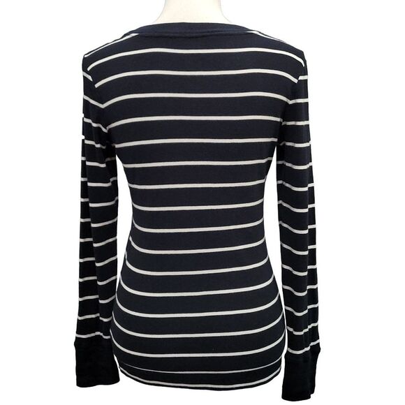 GAP | Long Sleeve Striped Knit Top | Color: Black, White | Size: M - Picture 2 of 5